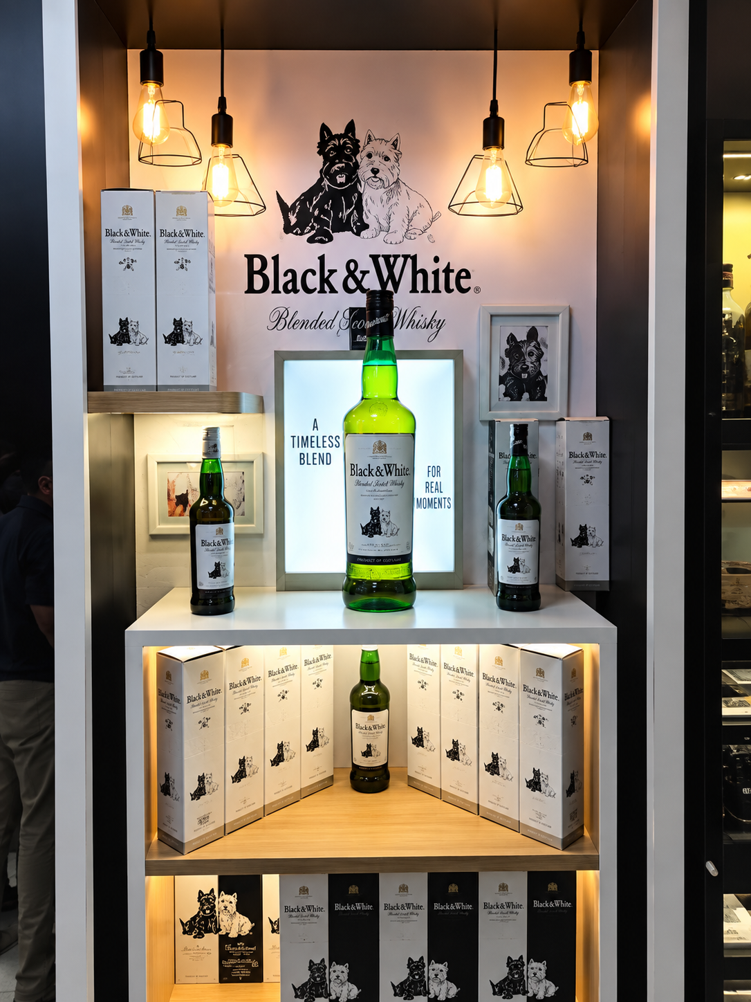 Whisky and spirits shelf at Sri Amrut Winemart in Hyderabad